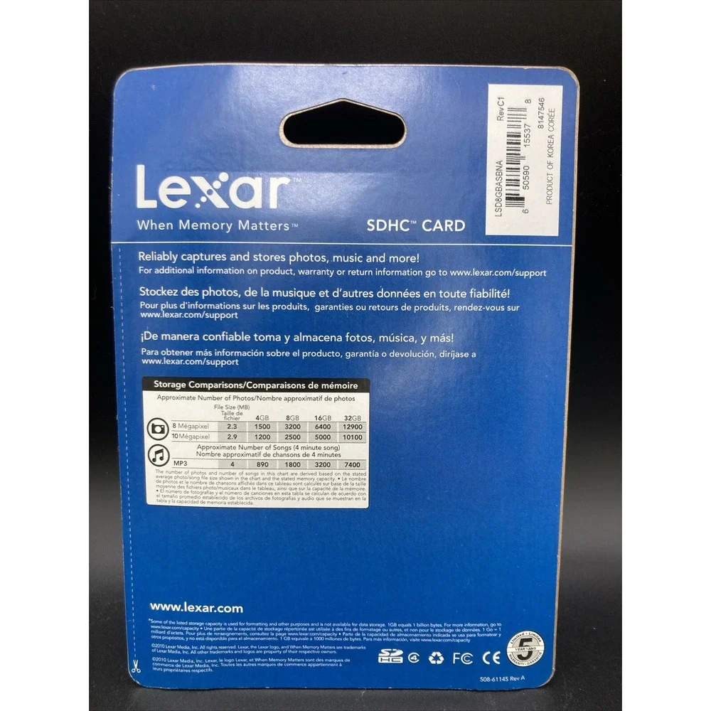 LEXAR Multi-Use 8GB - SDHC Card - NEW Authentic